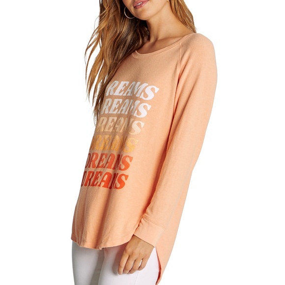 Wildfox Dreams Haley Apricot Wash Raglan Long Sleeve Top - Picture 4 of 7